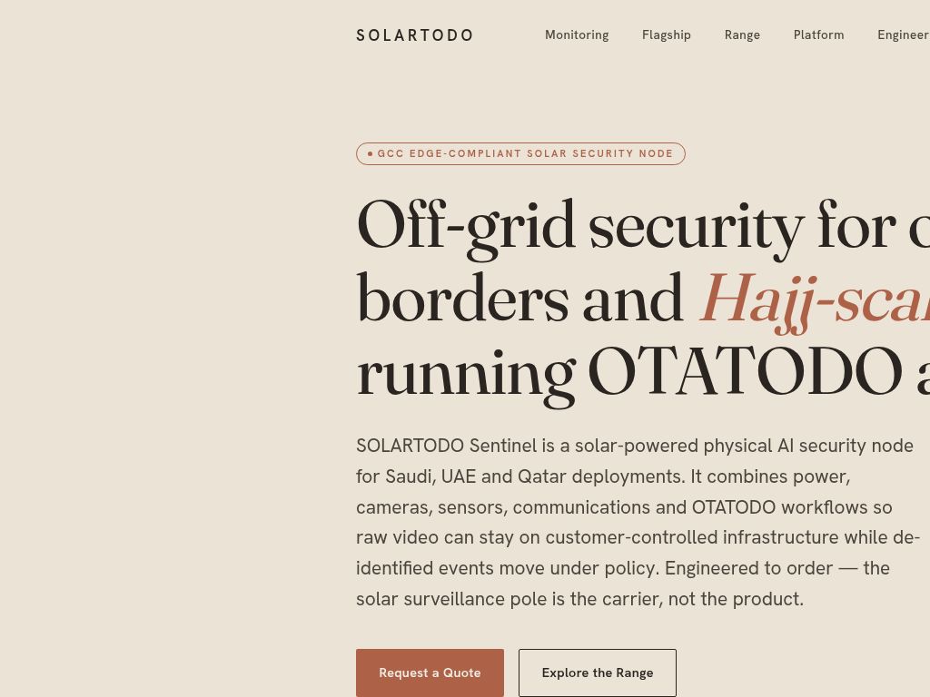 SOLARTODO LIMITED – Sentinel Off-Grid Solar Surveillance Poles website screenshot