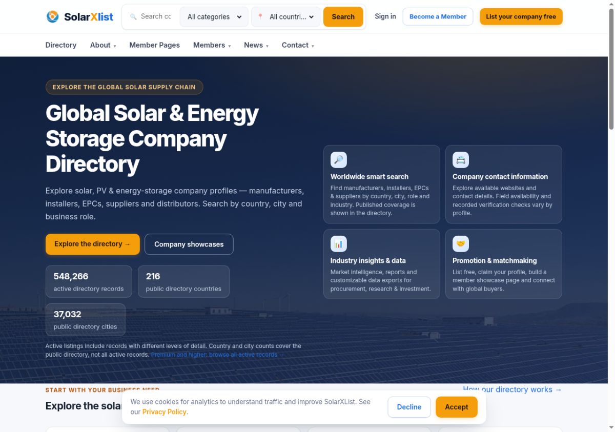 SolarXlist Ltd. website screenshot
