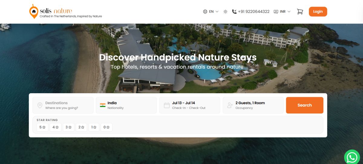 Solis Nature - Handpicked Nature Stays, Hotels, Resorts, Villas & Unique Stays screenshot