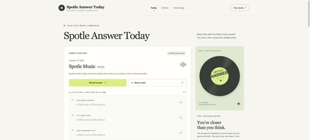 Spotle Answer Today screenshot