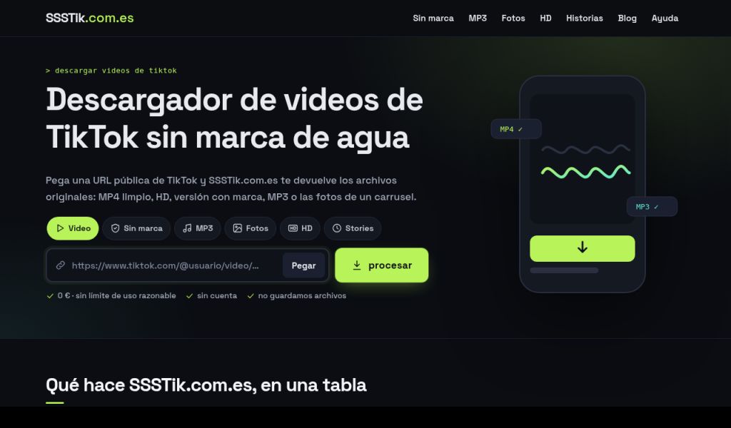 SSSTik browser saver for public TikTok clips screenshot