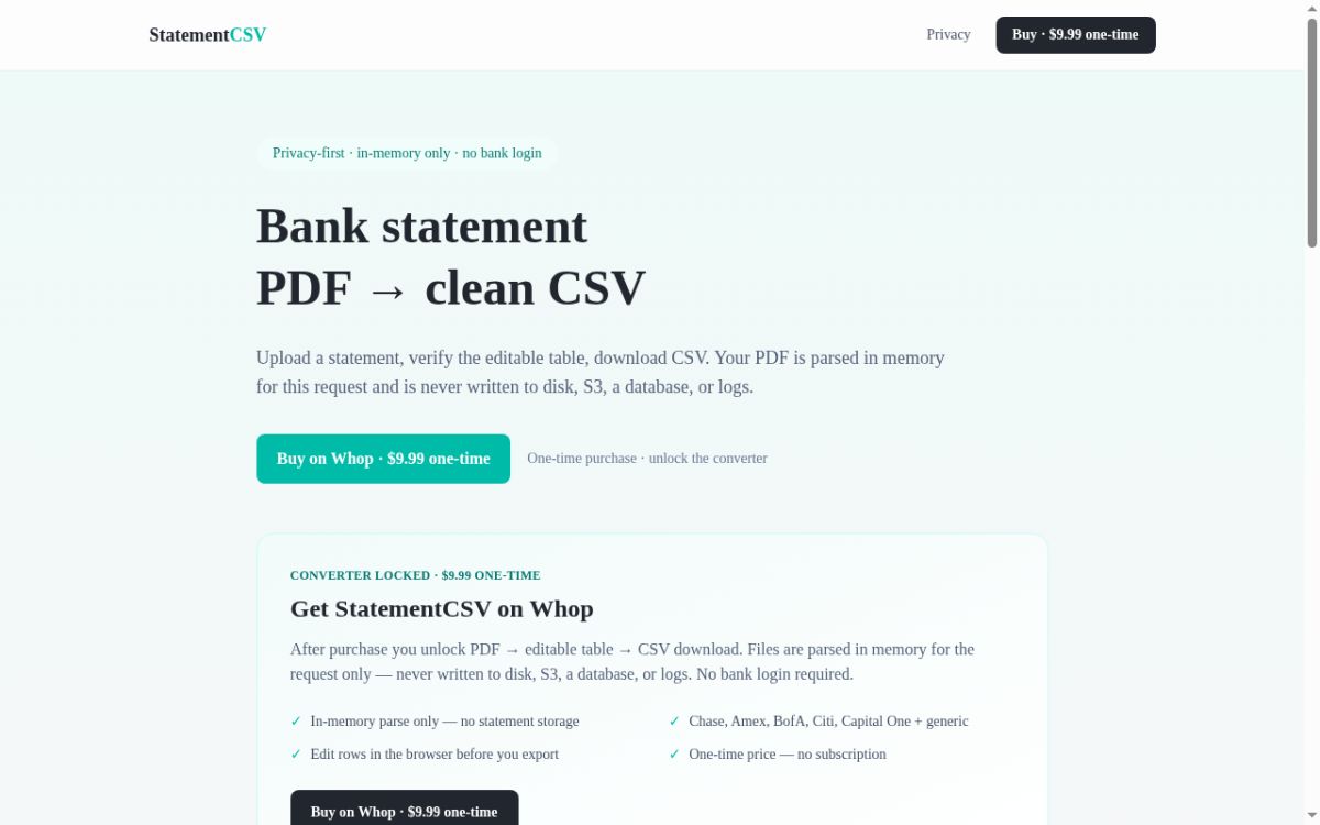 StatementCSV screenshot