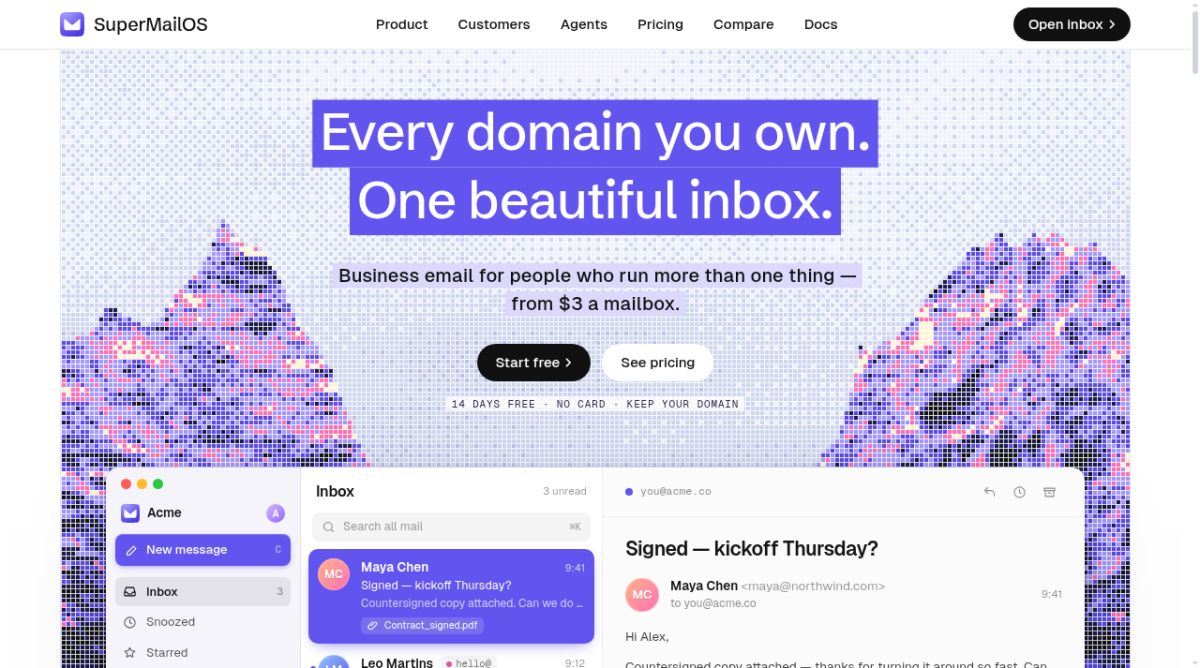 SuperMailOS website screenshot