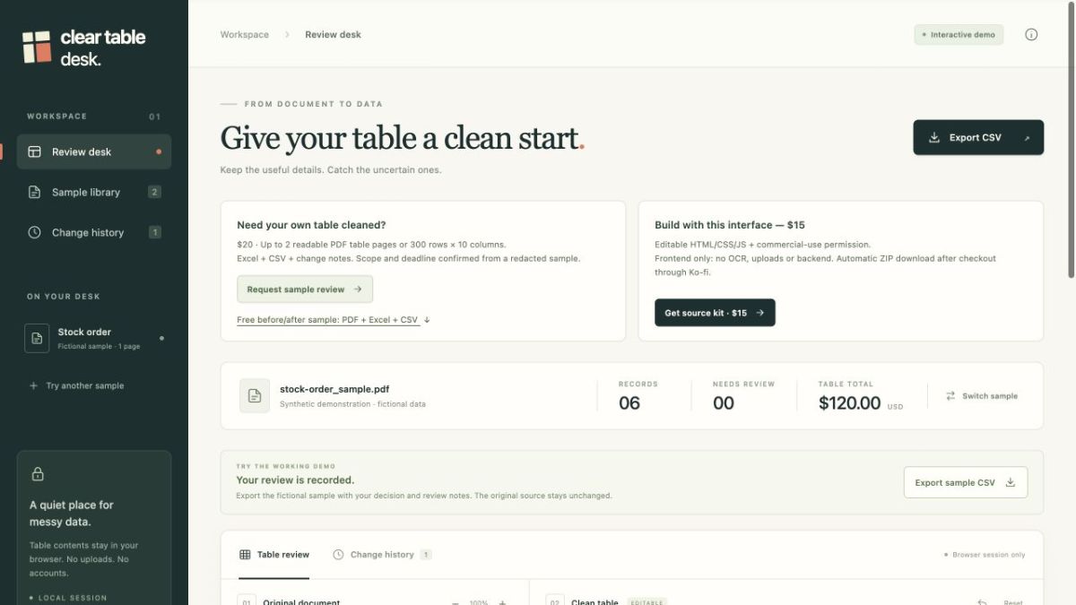 Table Review Desk — Clear Table Desk screenshot