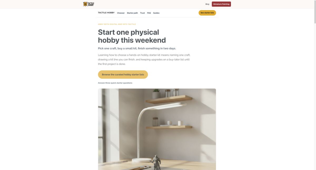 Tactile Hobby website screenshot