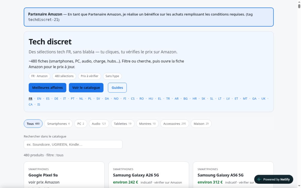 Tech discret website screenshot