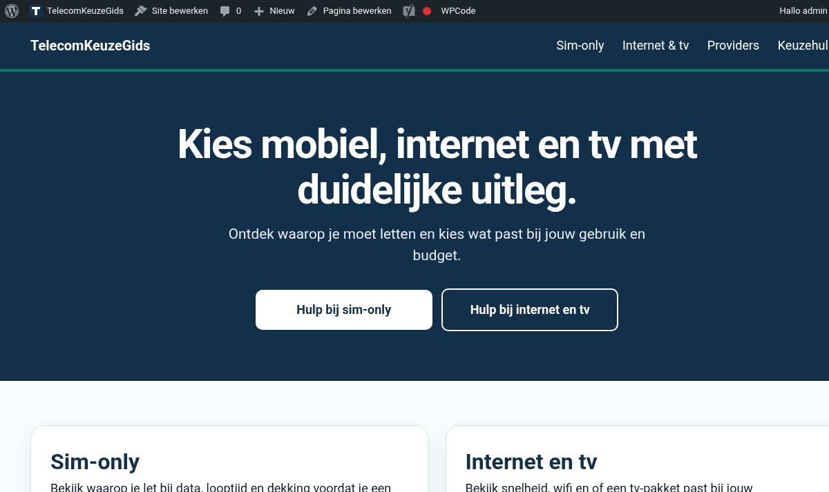 TelecomKeuzeGids website screenshot