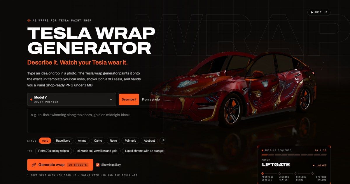 Tesla Wrap Generator screenshot
