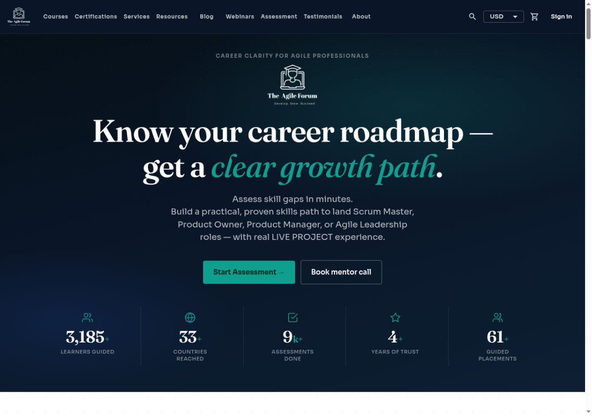 The Agile Forum website screenshot