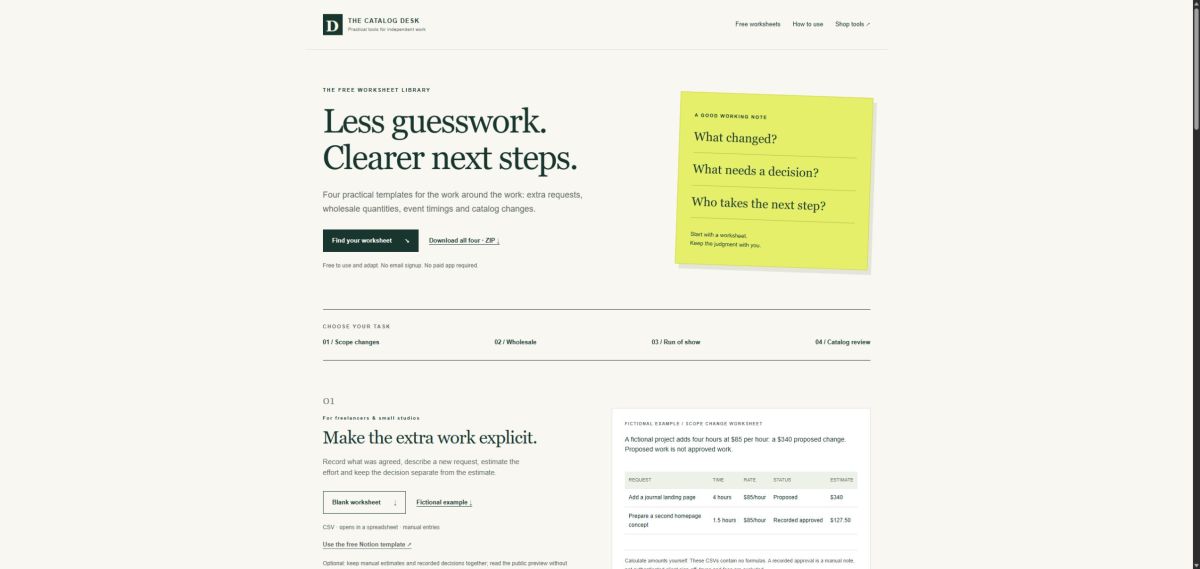 The Catalog Desk Resources website screenshot