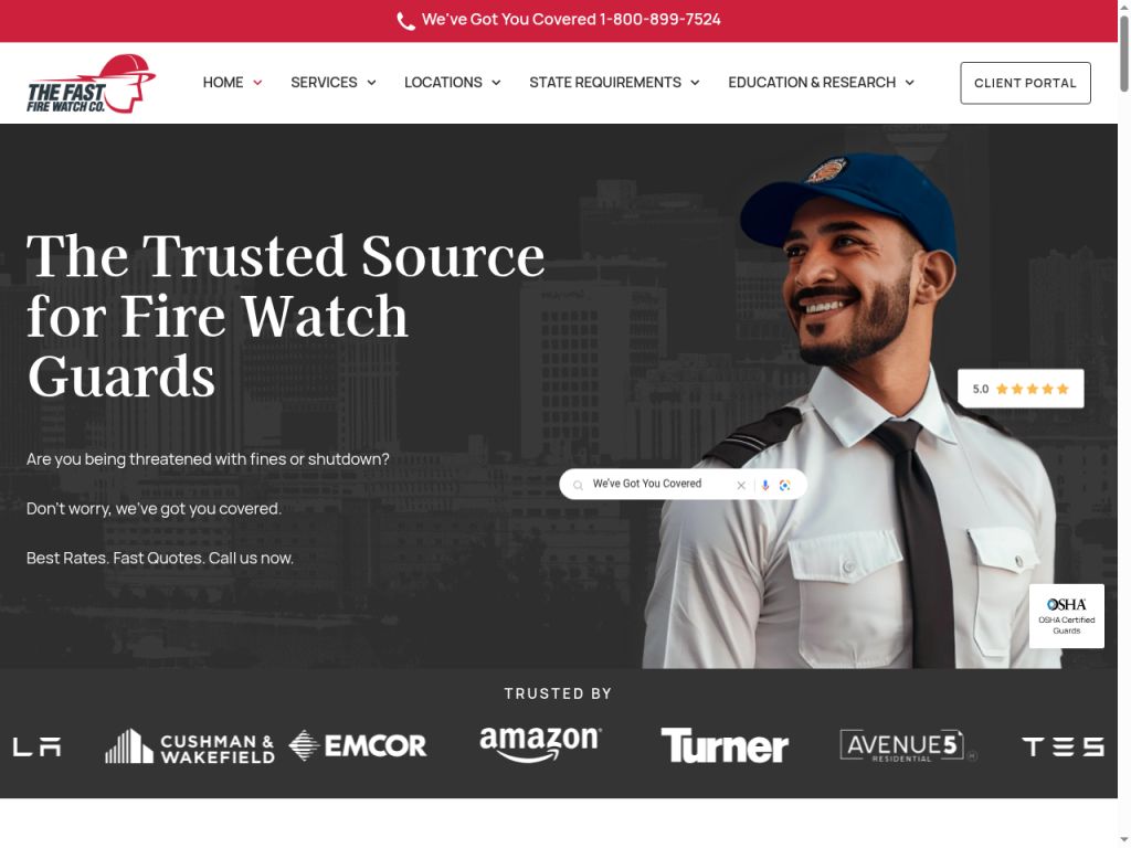The Fast Fire Watch Company website screenshot