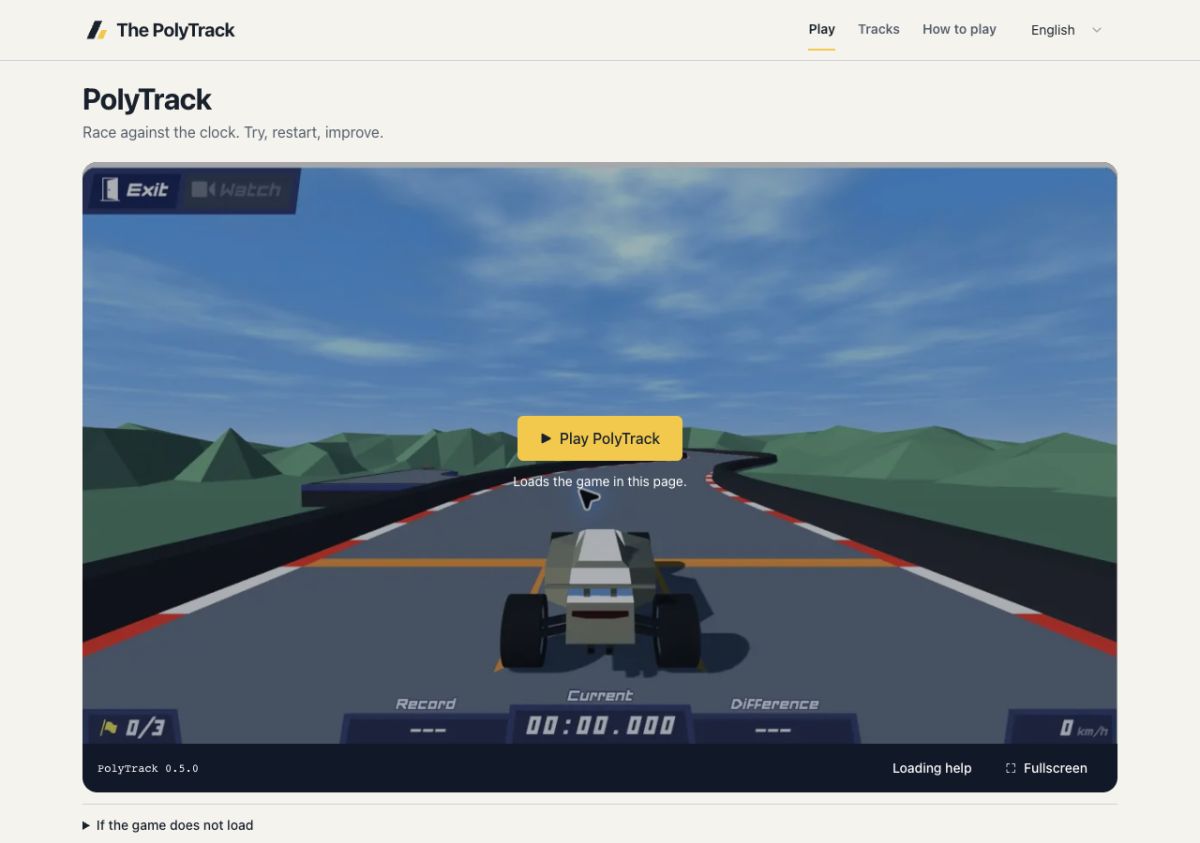 The PolyTrack website screenshot