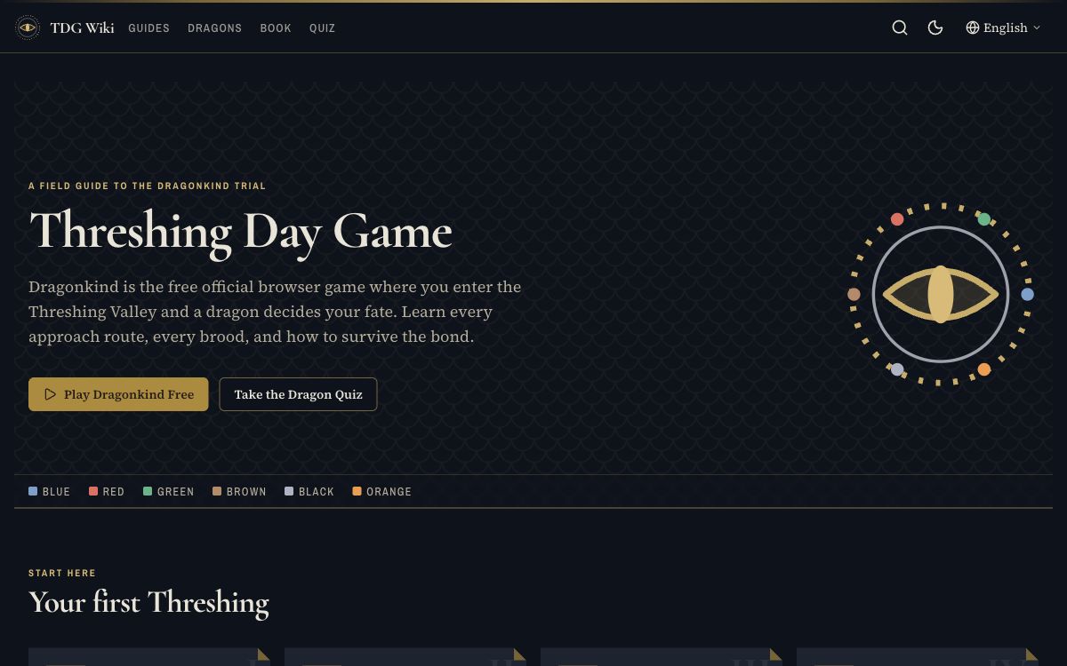 Threshing Day Game Wiki - Dragonkind Guide, Dragon Quiz &amp; Book Info website screenshot