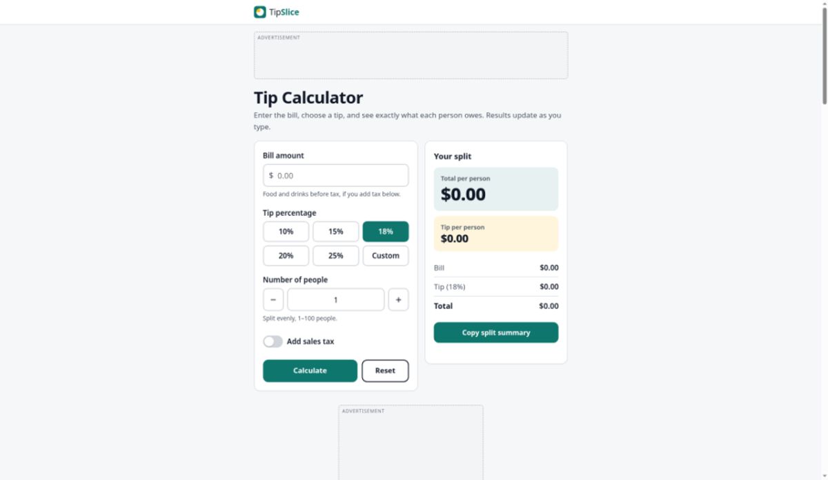 TipSlice website screenshot