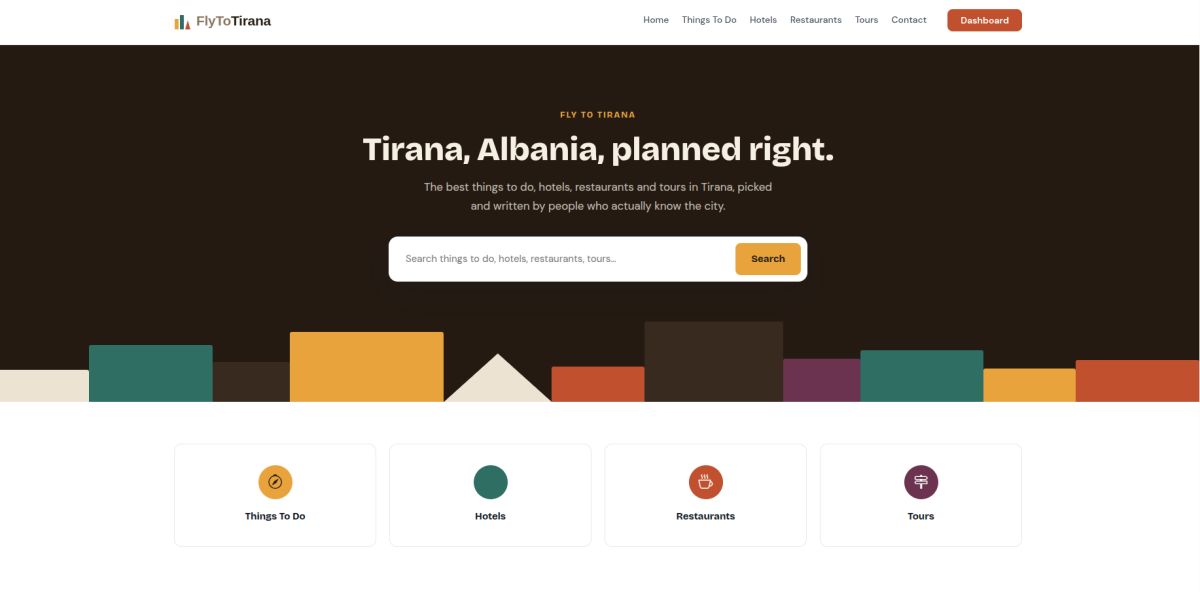 Tirana Travel Guide - Things To Do, Hotels and Restaurants website screenshot