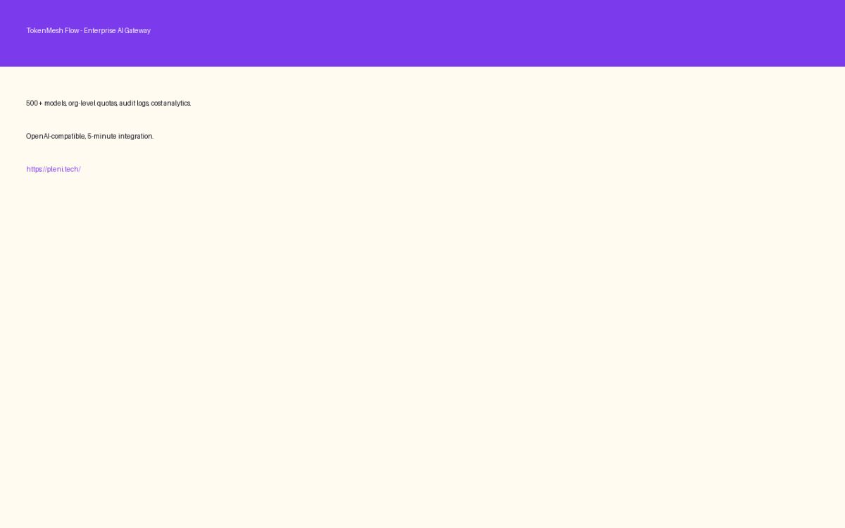 TokenMesh Flow - Enterprise AI Gateway screenshot