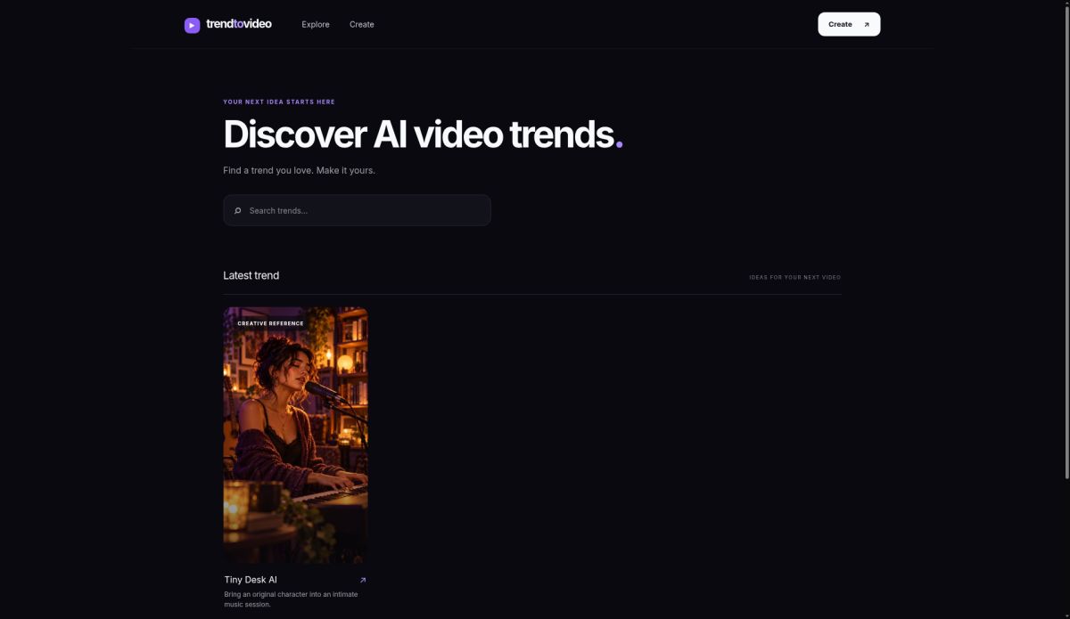 TrendToVideo - Discover AI Video Trends and Prompts screenshot