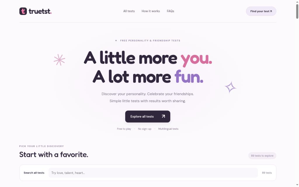 TrueTst website screenshot