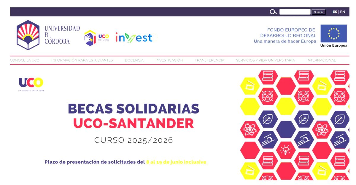 Universidad de Córdoba website screenshot