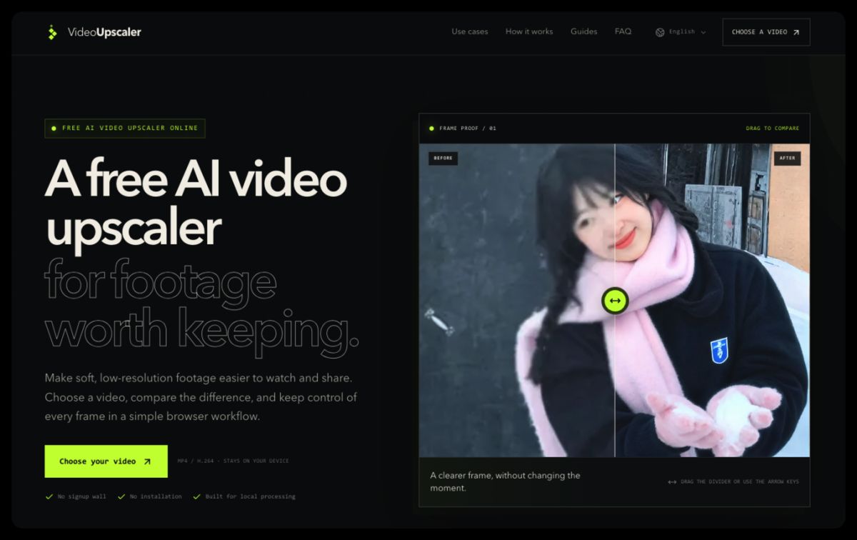 VideoUpscaler.dev screenshot