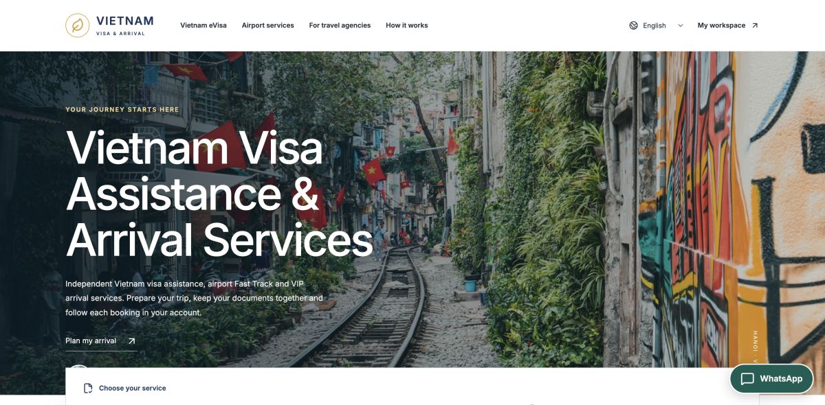 Vietnam Visa &amp; Arrival Services website screenshot