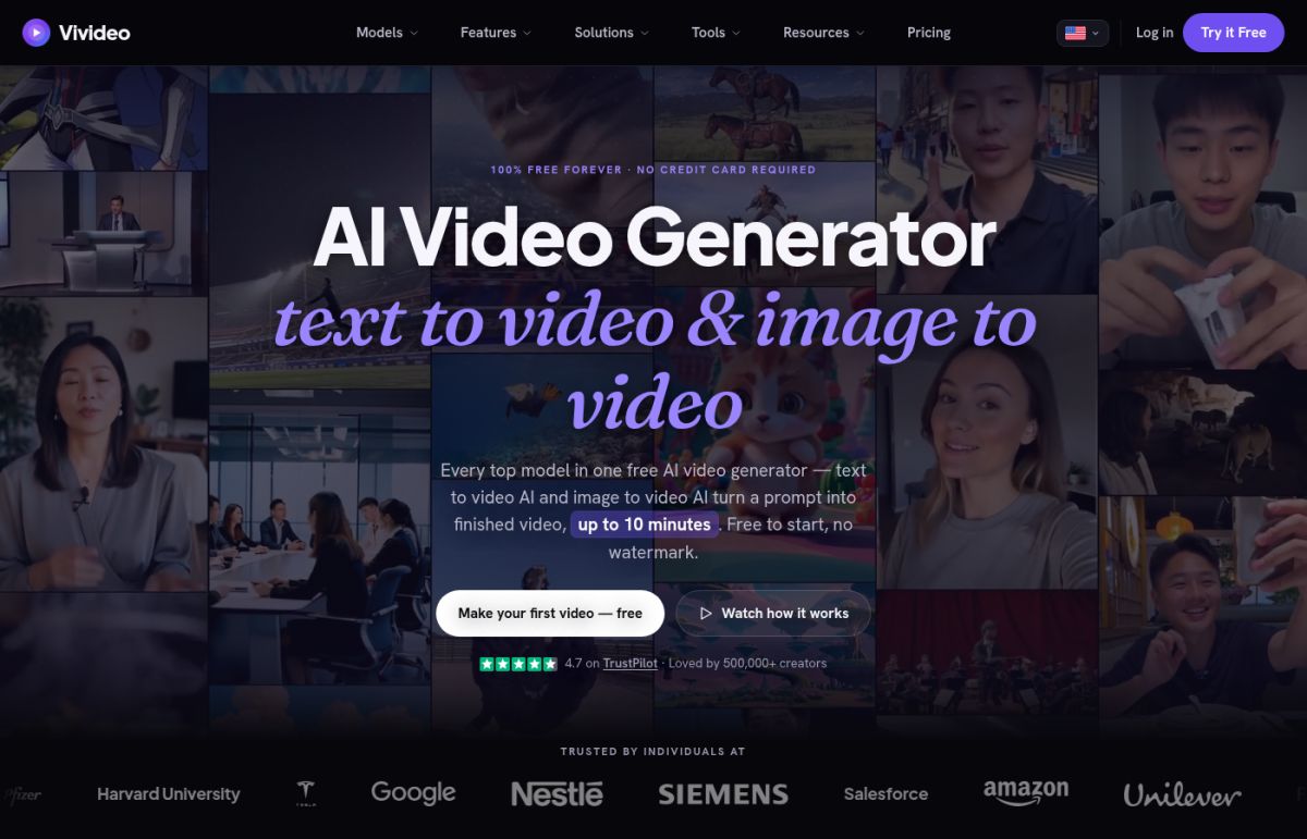 Vivideo website screenshot