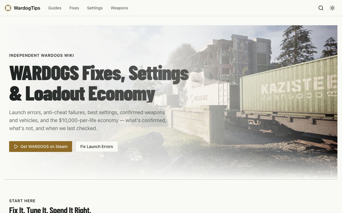 WardogTips - The Economy-First WARDOGS Wiki screenshot