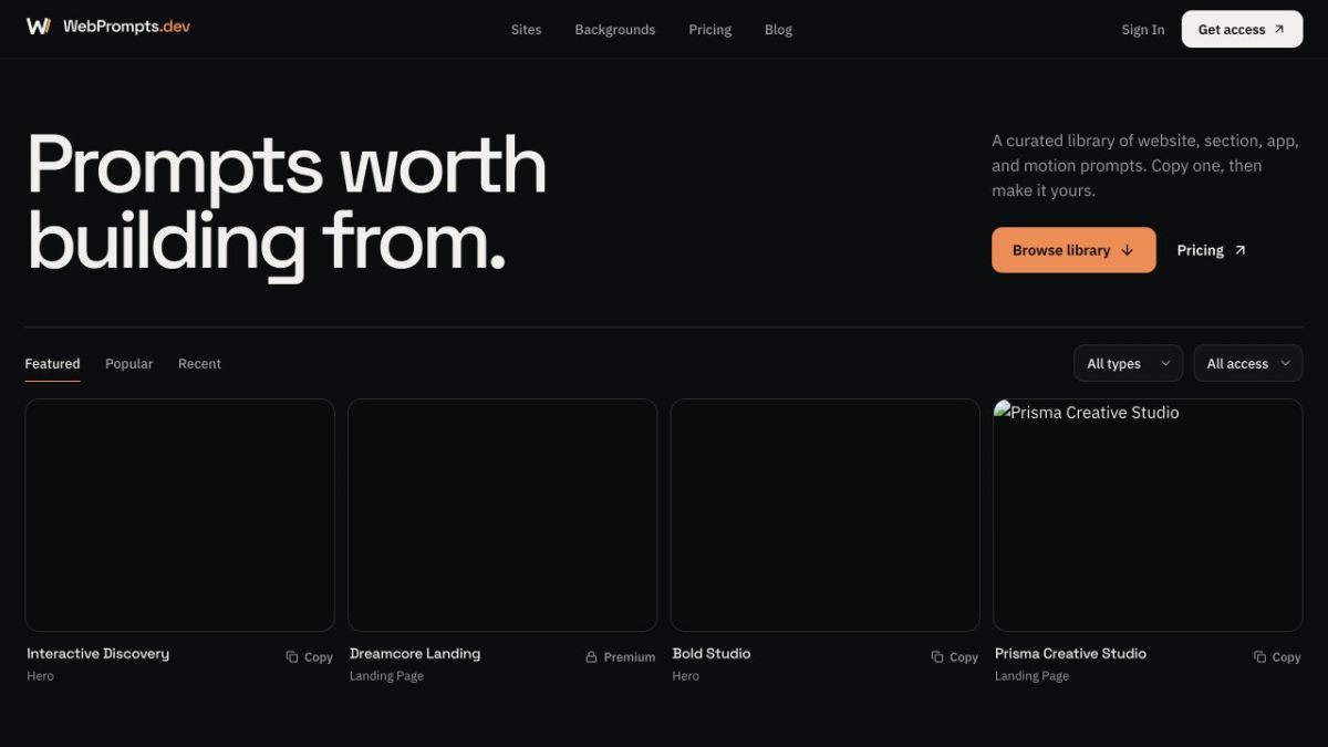 WebPrompts.dev screenshot