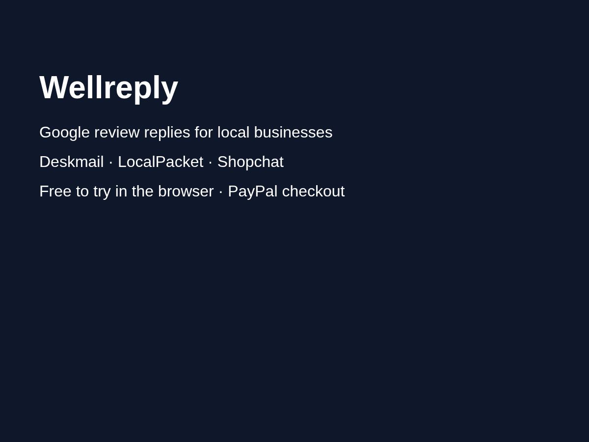 Wellreply — tools for local businesses website screenshot