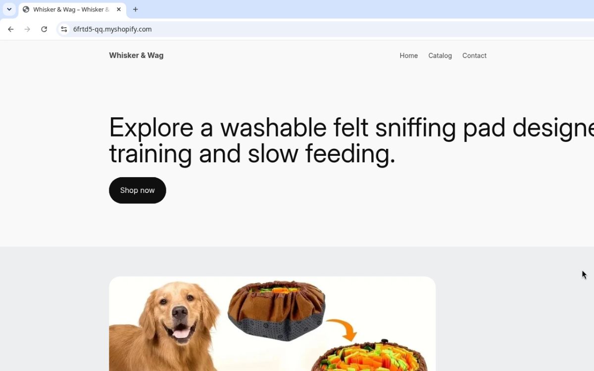 Whisker &amp; Wag website screenshot