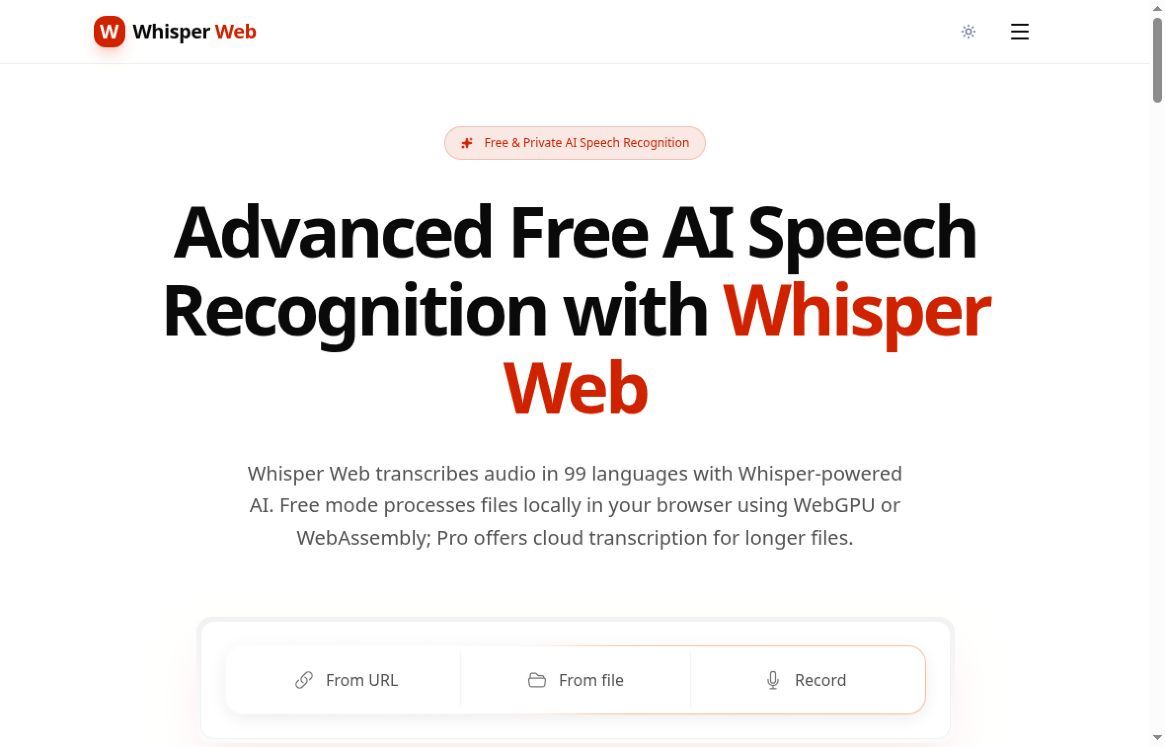 Whisper Web website screenshot