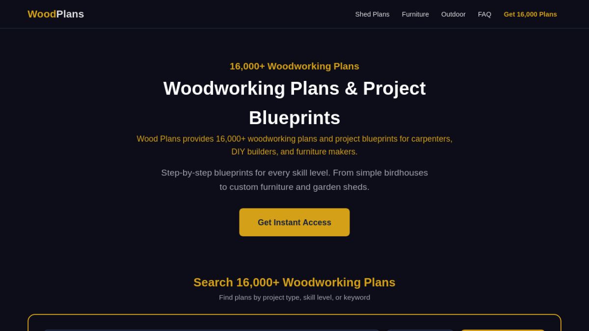 Wood Plans website screenshot