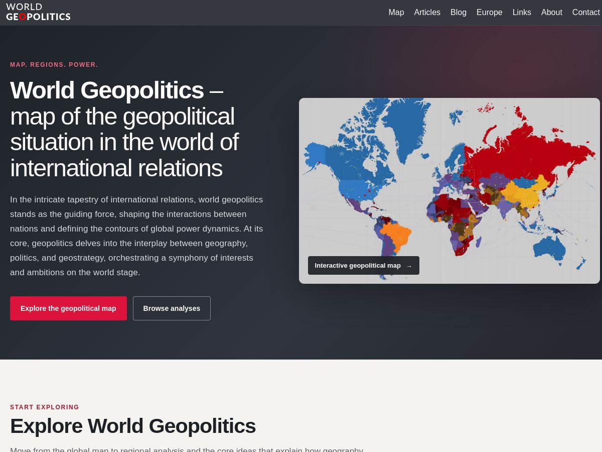 World Geopolitics website screenshot