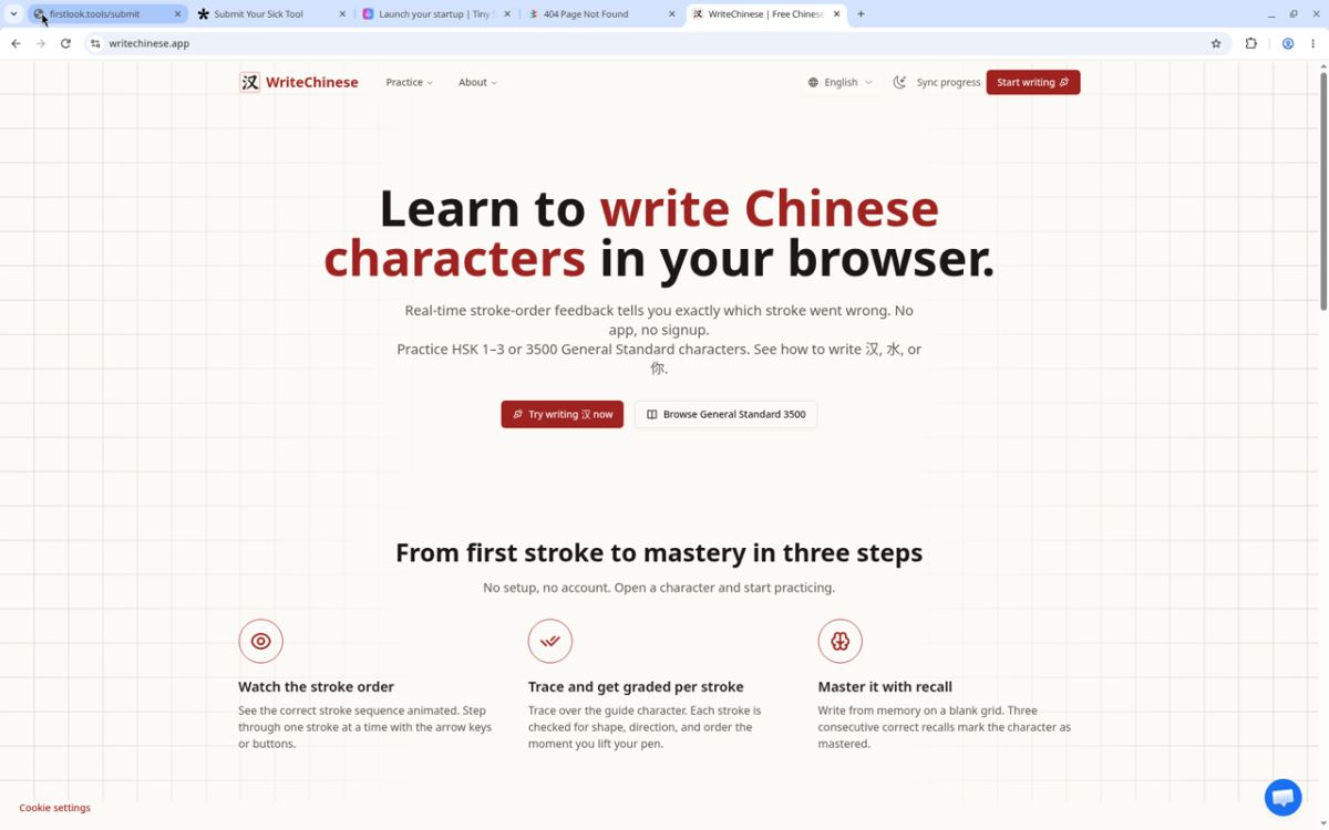 WriteChinese website screenshot
