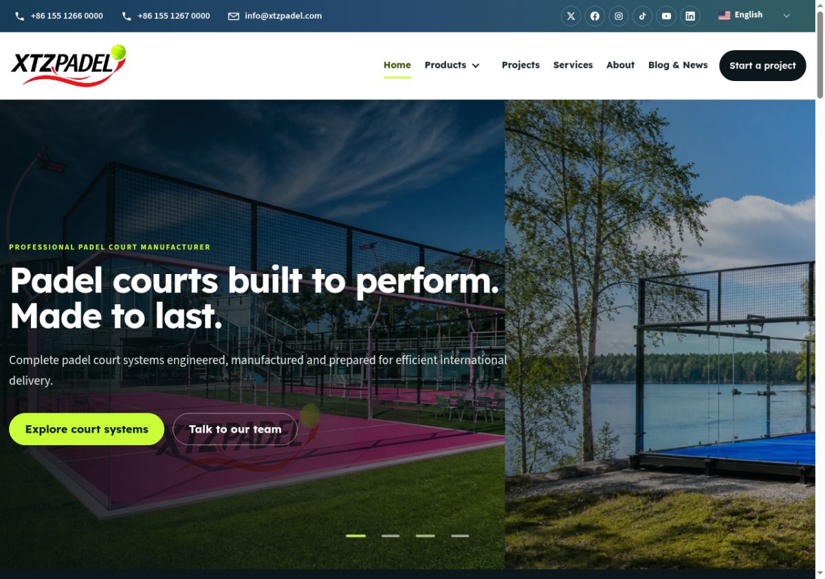 XTZ Padel website screenshot