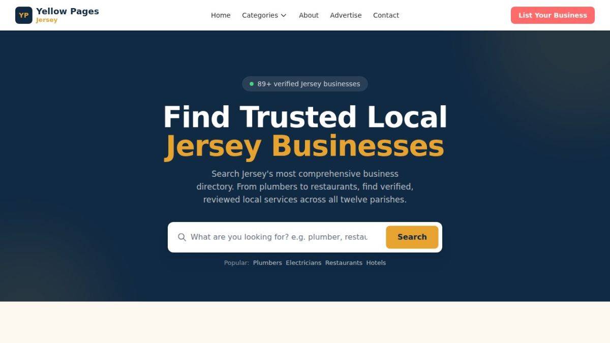 Yellow Pages Jersey website screenshot