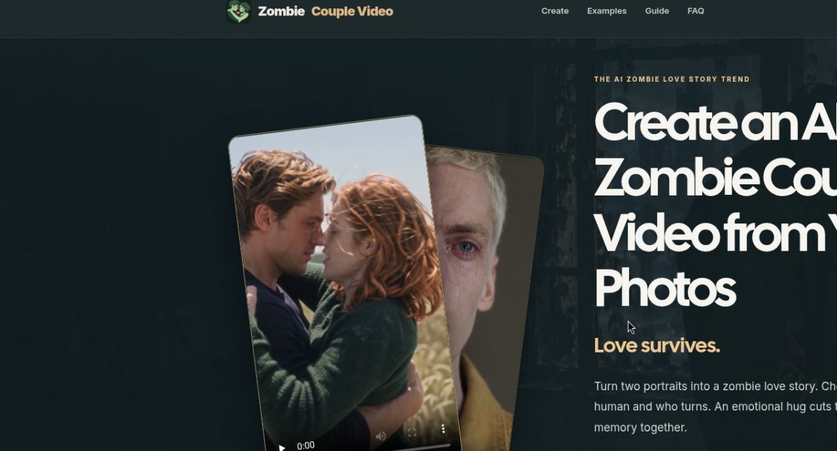 Zombie Couple Video website screenshot