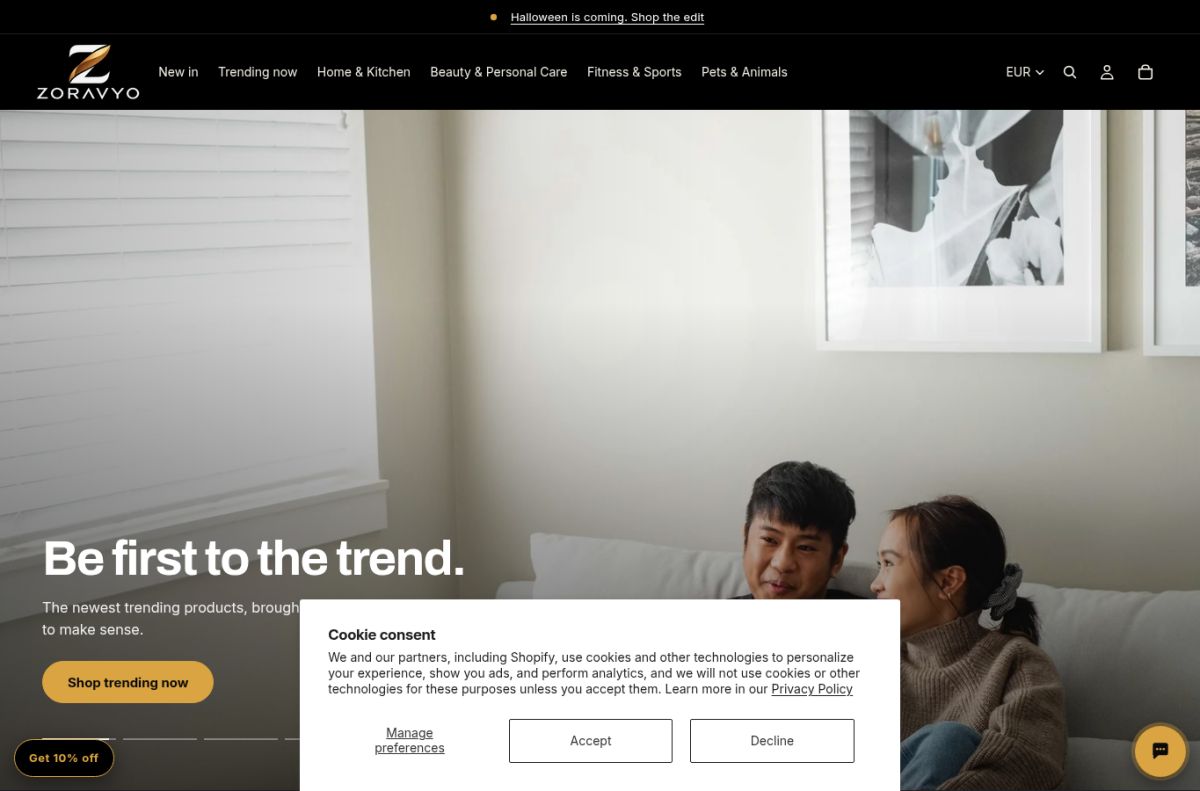 ZORAVYO website screenshot